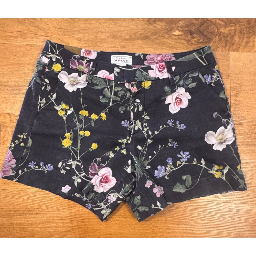 Ariat Linen Blend Women Floral Print Shorts Size 29